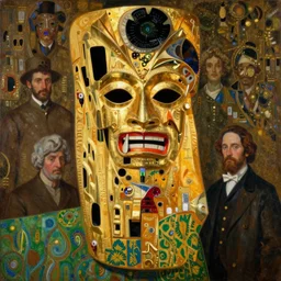 highly detailed oil painting | very intricate | cinematic lighting | award - winning | golden baroque tiki mask fashion by alexander mcqueen | by roberto ferri, by tom bagshaw, by j. c. leyendecker and klimt, american romanticism, by austin osman spare, artstation, cgsociety, official art, octane