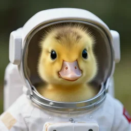 very cute astronaut duckling face portrait realistic 5 0 mm lens cinematic realistic photo