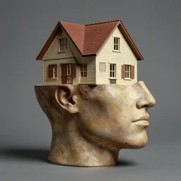 House looking like a human head by Bonestell, Chesley