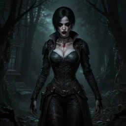 Resident Evil village donna beneviento concept art, highly detailed, horror, scary, terrifying, horrific, nighttime, dimly lit, creepy hd 4k