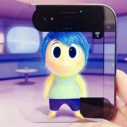 selfie of joy form inside out, taken with iphone 4 in 2 0 1 1, instagram filter
