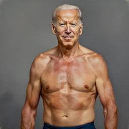 a painting of a shirtless, muscular, sexy, handsome joe biden.