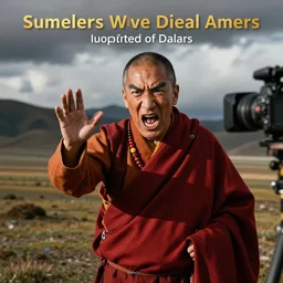 furious screaming dalai lama punches the camera