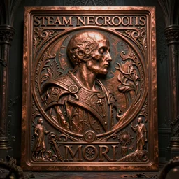 steam necropolis, memento mori, gothic, neo - gothic, art nouveau, hyperdetailed copper patina medieval icon, stefan morrell, philippe druillet, ralph mcquarrie, concept art, steampunk, unreal engine, detailed intricate environment, octane render, moody atmospherics, volumetric lighting, ultrasharp