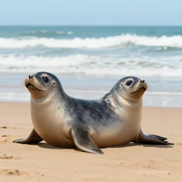 a seal on a beach as concept art wlop