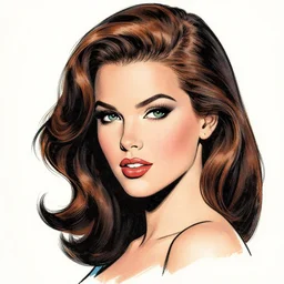 headshot of elegant! beautiful! pretty! female , comic book color drawing  by j scott campbell
