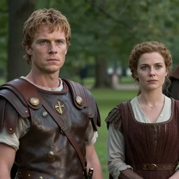 sharp, highly detailed, film from a 2 0 1 9 sci fi 8 k movie, time travelers appear in a park in 2 0 1 9, man from the roman empire and a woman from 1 8 6 0, each wearing correct era clothes, atmospheric lighting, in focus, reflective eyes, 3 5 mm macro lens, live action, nice composition, starring emily