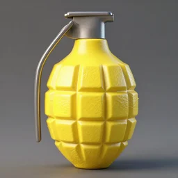 a yellow grenade that is a lemon, it has the texture of a lemon, a lemon grenade, highly detailed, artstation