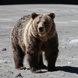 photograph of a bear on the moon