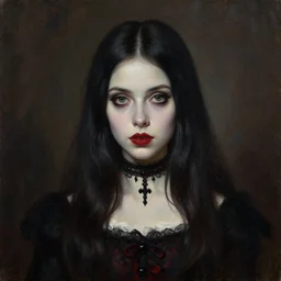 a realistic painting of a gothic young girl, by walter molino