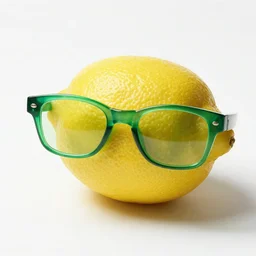 a lemon with green glasses, google parti resolution, google parti quality