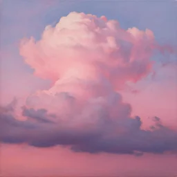 oil painting of a cummulonimbus cloud on a pink sunset by erin hanson