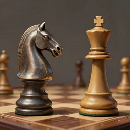 two chess pieces fighting, the knight and the bishop on a wood chess board , fantasy art, in the style of greg rutkowski, illustration, epic, fantasy, intricate, hyper detailed, artstation, concept art, smooth, sharp focus, ray tracing