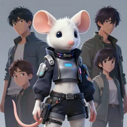 beautiful portrait of a female anthropomorphic albino rat fursona wearing cyberpunk clothes. character design by disney, charlie bowater, ross tran, artgerm, and makoto shinkai, detailed, soft lighting, rendered in octane