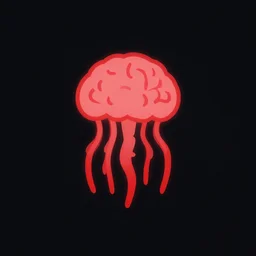 minimalist logo icon for a brain jellyfish, retro psychology, victo ngai, kilian eng, lois van baarle, red, behance, beeple