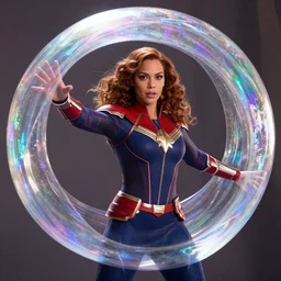 beautiful actress gugu mbatha - raw dressed superhero sue storm in live action fantastic four movie, gugu is practicing creating a giant iridescent soap like bubble force field around her body. she is wearing sue storm ’ s invisible woman costume