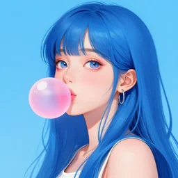 Bella ragazza, bubblegum, visualartzi, korean, and blue image, digital art, artstation