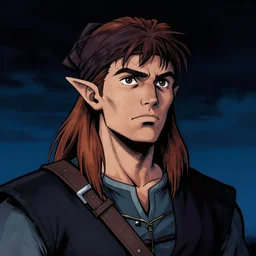portrait of young orcish male sailor, night sky background, coherent! by brom, deep color, strong line, high contrast