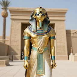 temple guard dressed in ancient egyptian decorative armor