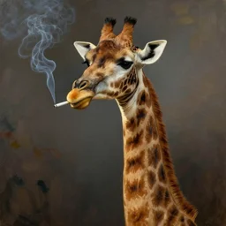 Norman Rockwell portrait of a Giraffe dressed like a Frenchman, smoking a cigarette