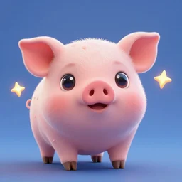 3D Fantasy Cute and adorable space piglet , huge adorable eyes, bright stars, Smooth 3D Illustration, soft render, Servando Lupini, Daniil Kudriavtsev, handpaint texture, Blender, 3DCoat