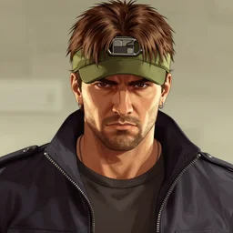 Solid Snake portrait art in the style of GTA 3