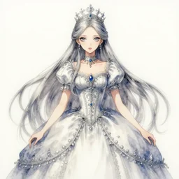 princess of a utopia. watercolor and silver leaf by award - winning mangaka, gothic horror, romanticism, intricate details, depth of field, backlighting