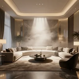 a luxury livingroom, vray rendering. lightning, cinematic lighting, fog. john berkey, john watkiss, and paul gustav fischer.