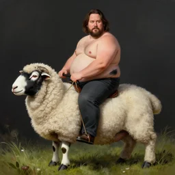morbidly obese keanu reeves riding a texel sheep, elegant intricate digital painting artstation concept art by mark brooks and brad kunkle detailed