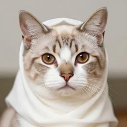 brown eyed cute cat!! wearing hijab!!, beautiful, portrait, by artgerm