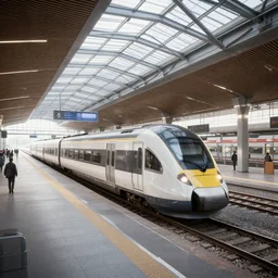 a modern train station, by pascal campion, octane render, unreal engine 6, epic game graphics, conceptual art, ray tracing