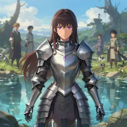 fantasy woman in armor  looking herself in a pond girl miss attractive eye catching official fanart behance hd artstation by Rossdraws and Jesper Ejsing, by Makoto Shinkai and Lois van baarle, ilya kuvshinov, mystic theme