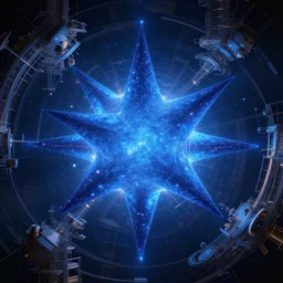 a giant blue star hidden by an artificial megastructure, highly detailed digital artwork, octane