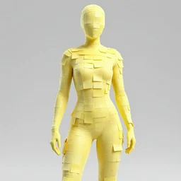 female adventurer in tight full - body soft yellow sticky note armor and a white porcelain crow mask, trending in artstation, japanese, artstation, establishing shot