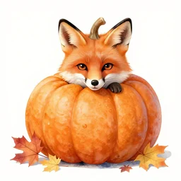 autumn fox pumpkin watercolor by arti chauhan trending on artstation