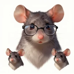 character design portrait of an anthropomorphic furry rat girl with rat ears, wearing medium - sized glasses, 4 k, concept art, by wlop, ilya kuvshinov, artgerm, krenz cushart, pixiv.