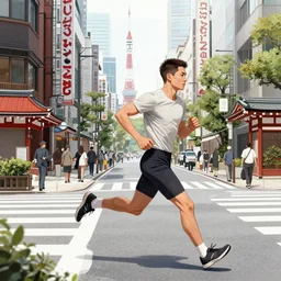 running on the streets of tokyo, concept art, trending on artstation, wlop, ross draws, digital painting, mixed media, intricate details,