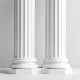 white columns that start out large at the base and split into a root like structure towards the top holding up a plane white canopy. architectural rendering