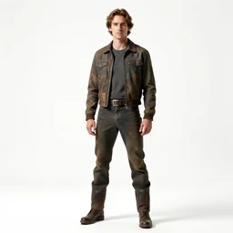 weathered speedster hero, studio photography, full body, standing, isolated on a pure white background, centered, whole figure in frame, sharp focus, studio lighting