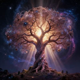 cosmic tree of life swirling through galaxies, centered on main branch, god rays, intricate, artstation style, elegant, very beautiful, unreal engine, 4 k, hyper realistic, sharp focus, extreme details, masterpiece,