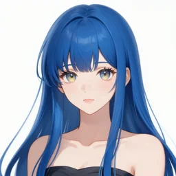 attractive long blue - haired girl with bangs gothic anime character with amber eye color gold, fantasy, screenshot, anime, sharp focus, intricate, illustration, cell shaded, digital painting, highly detailed, concept art, matte, art by ilya kuvshinov and kyoto animation and wlop, and greg rutkowski, studio quality, james jean, artem demura