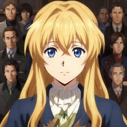 symmetrical cantered portrait Violet Evergarden as a fantasy paladin, cute-fine-face, pretty face, realistically shaded, Perfect face, fine details. Anime, realistic shaded lighting by Ilya Kuvshinov, katsuhiro otomo, ghost-in-the-shell, magali villeneuve, artgerm, rutkowski, WLOP Jeremy Lipkin, Giuseppe Dangelico Pino, Michael Garmash, Rob Rey