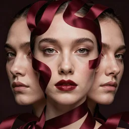 chaotic burgundy satin ribbons instead of skin build image of strange mystic face, moebius, bao pham, donato giancola, larry elmore, masterpiece, trending on artstation, featured on pixiv, cinematic composition, beautiful lighting, sharp, details, hyper - detailed, hdr, 4 k, 8 k