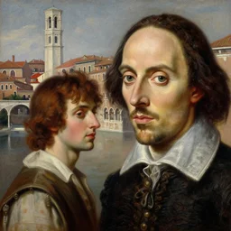 highly detailed painting of shakespeare's romeo and juliet in the city of verona, italy. intricate, high quality oil painting artstyle, in the style of leonid afremov, deviantart, figurative art, deviantart, ilya kuvshinov, lovecraftian, very detailed face, portrait