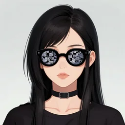 hackerpunk girl portrait digital sunglasses, illustrated by edward gorey, escher, aschenbach, mikko