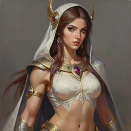 potrait of a beatiful, pretty, kind female high priestess, in gouache detailed painting, arcane, overwatch, d & d, intricate, muscular, highly detailed, digital painting, artstation, concept art, smooth, sharp focus, illustration, 8 k