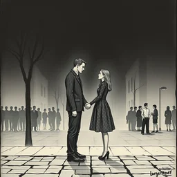 awkward street fashion courtship, illustrated by edward gorey, lagerstedt, escher