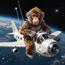 monkey piloting a space craft, digital art, high quality, high resolution