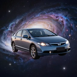2008 Honda Civic flying through a distant galaxy, cinematic lighting, 8k, highly detailed
