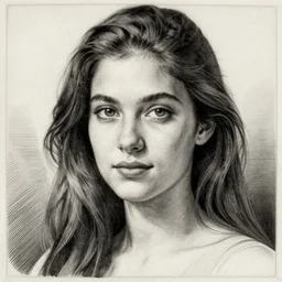 female portrait, etching